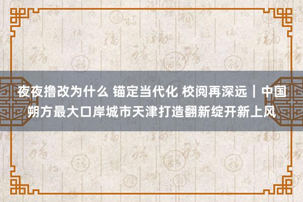 夜夜撸改为什么 锚定当代化 校阅再深远｜中国朔方最大口岸城市天津打造翻新绽开新上风