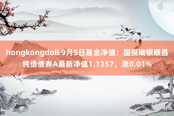 hongkongdoll 9月5日基金净值：国投瑞银顺昌纯债债券A最新净值1.1357，涨0.01%