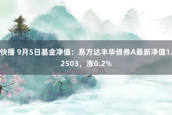 快播 9月5日基金净值：易方达丰华债券A最新净值1.2503，涨0.2%