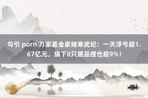 勾引 porn 万家基金豪赌寒武纪：一天浮亏超1.67亿元，旗下8只居品捏仓超9%！