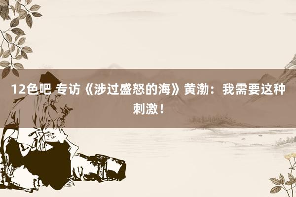 12色吧 专访《涉过盛怒的海》黄渤：我需要这种刺激！