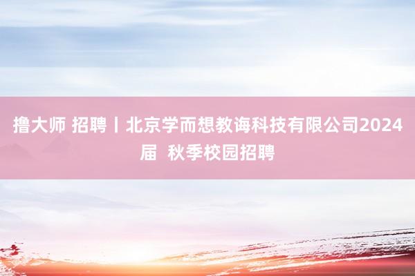 撸大师 招聘丨北京学而想教诲科技有限公司2024届  秋季校园招聘