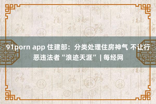 91porn app 住建部：分类处理住房神气 不让行恶违法者“浪迹天涯” | 每经网